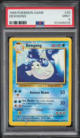 1999 Pokemon Base Set Dewgong #25 PSA 9 MINT