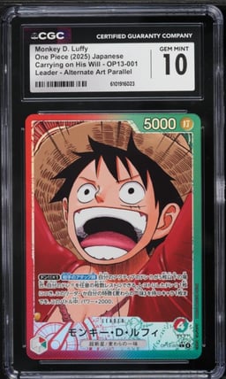 2025 One Piece Japanese Carrying On His Will Alt Art Leader Monkey D. Luffy #OP13-001 CGC 10