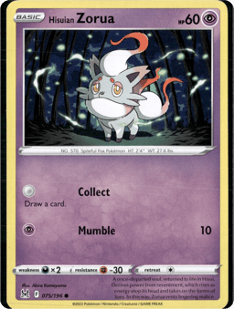 2022 Hisuian Zorua #75 Lost Origin