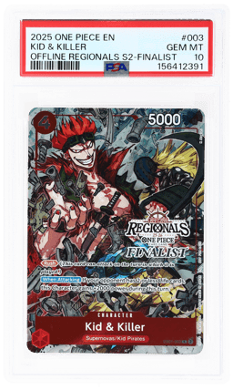 2025 One Piece Offline Regionals Pack '25 Season 2 Finalist Kid and Killer #EB01-003 PSA 10