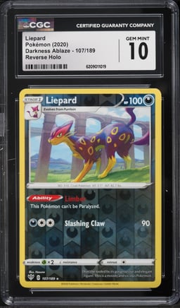 2020 Pokemon Darkness Ablaze Reverse Holo Liepard #107 CGC 10 GEM MINT