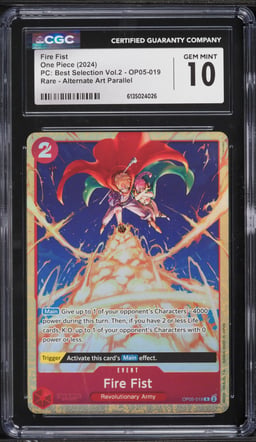 2024 One Piece Premium Best Selection Volume 2 Alt Art Fire Fist #OP05-019 CGC 10 GEM MINT