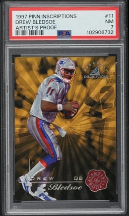 1997 Pinnacle Inscriptions Artist's Proof Drew Bledsoe #11 PSA 7 NRMT