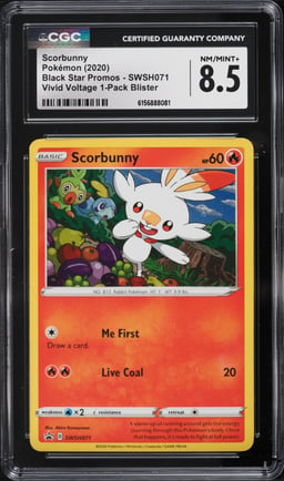 2020 Pokemon Sword & Shield Black Star Promo Vivid Voltage Scorbunny #SWSH071 CGC 8.5 NM-MT+