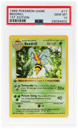 1999 Pokemon Base Set 1st Edition Beedrill #17 PSA 10