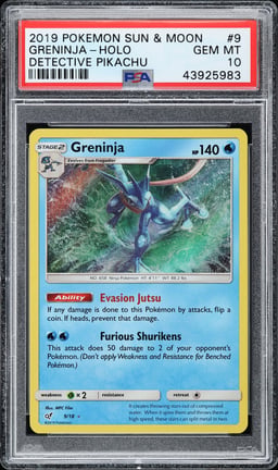 2019 Pokemon Sun & Moon Detective Pikachu Holo Greninja #9 PSA 10 GEM MINT
