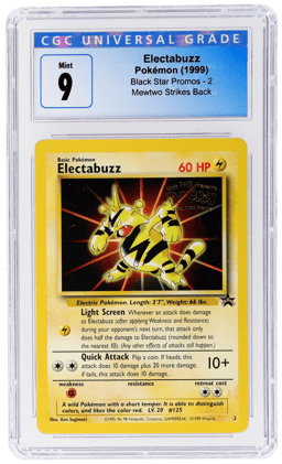 1999 Pokemon Wizards of the Coast Black Star Promo Mewtwo Strikes Back Electabuzz #2 CGC 9