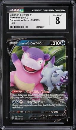 2020 Pokemon Sword & Shield Darkness Ablaze Full Art Galarian Slowbro V #099 CGC 8 NM-MT