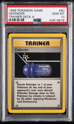 1999 POKEMON GAME TRAINER DECK A #80 DEFENDER PSA 10