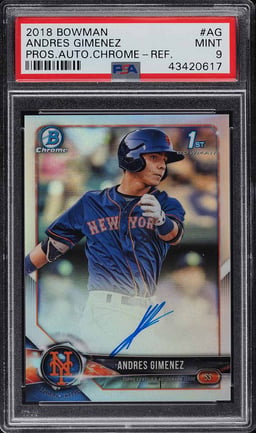 2018 Bowman Chrome Refractor Andres Gimenez PROSPECT AUTO /499 #CPA-AG PSA 9 MINT