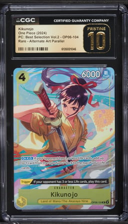 2024 One Piece Premium Collection Best Selection Volume 2 Alt Art Kikunojo #OP06-104 CGC 10 PRISTINE