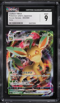 2021 Pokemon Japanese Sword & Shield Eevee Heroes Full Art Leafeon VMAX #3 CGC 9 MINT