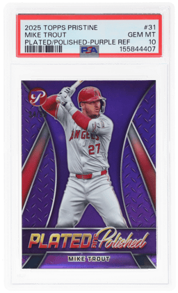 2025 Topps Pristine Plated and Polished Purple Refractor Mike Trout #PP31 34/99 PSA 10