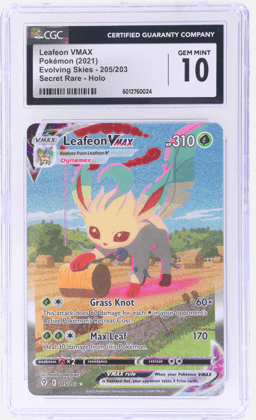 2021 Pokemon Sword and Shield Evolving Skies Secret Rare Leafeon Vmax #205 CGC 10