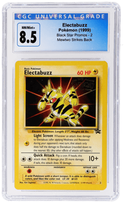 1999 Pokemon Wizards of the Coast Black Star Promo Mewtwo Strikes Back Electabuzz #2 CGC 8.5