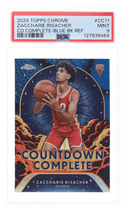 2024 Topps Chrome Countdown Complete Blue Basketball Refractor Zaccharie Risacher #CC11 PSA 9