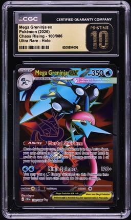 2026 Pokemon Mega Evolution Chaos Rising Full Art Mega Greninja Ex #100 CGC 10 PRISTINE