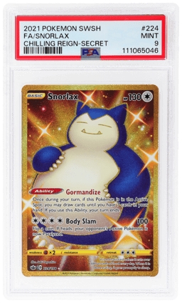 2021 Pokemon Sword and Shield Chilling Reign Secret Rare Snorlax #224 PSA 9