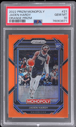 2022 Panini Prizm Monopoly Orange Jaden Hardy #21 105/124 PSA 10