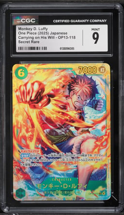 2025 One Piece Japanese Carrying On His Will SEC Monkey D. Luffy #OP13-118 CGC 9 MINT