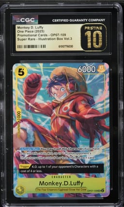 2025 One Piece Promo Illustration Box Volume 3 SR Monkey D. Luffy #OP07-109 CGC 10 PRISTINE