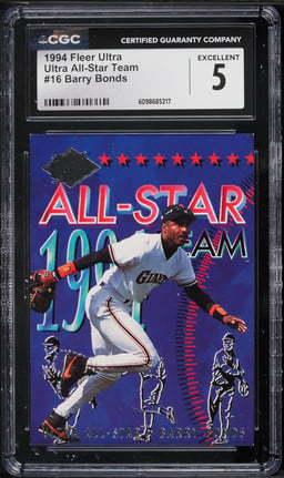 1994 Ultra All-Star Team Barry Bonds #16 CGC 5 EX