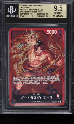 2023 One Piece Japanese Promo Portgas.D.Ace #OP03-001 BGS 9.5 GEM MINT