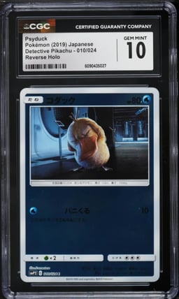 2019 Pokemon Japanese Sun & Moon Detective Pikachu Reverse Holo Psyduck #10 CGC 10 GEM MINT