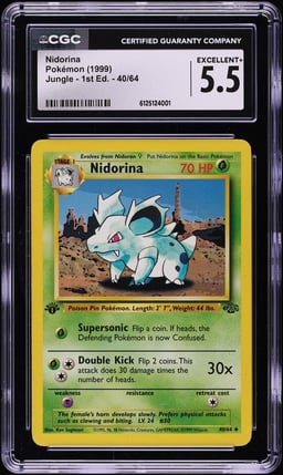 1999 Pokemon Jungle 1st Edition Nidorina #40 CGC 5.5 EX+