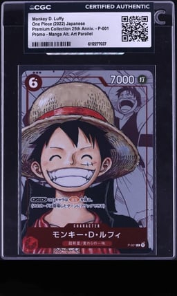 2022 One Piece Japanese Promo Premium 25th Manga Art Monkey D. Luffy #P-001 CGC AUTH