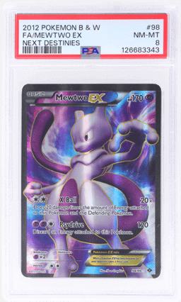 2012 Pokemon Black and White Next Destinies Mewtwo Ex #98 PSA 8