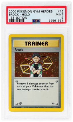 2000 Pokemon Gym Heroes 1st Edition Holo Brock #15 PSA 9