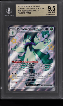 2023 Pokemon Scarlet and Violet Black Star Promos Paldean Fates Premium Collection Meowscarada Ex #78 BGS 9.5