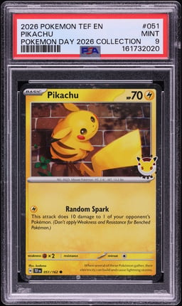 2026 Pokemon Scarlet & Violet Temporal Forces Day Collection Holo Pikachu #51 PSA 9 MINT