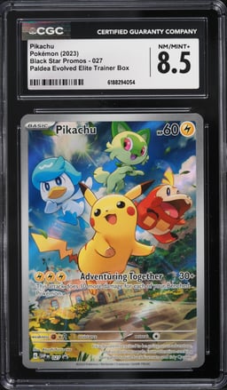 2023 Pokemon Scarlet & Violet Promo Paldea Evolved ETB Full Art Pikachu #27 CGC 8.5 NM-MT+