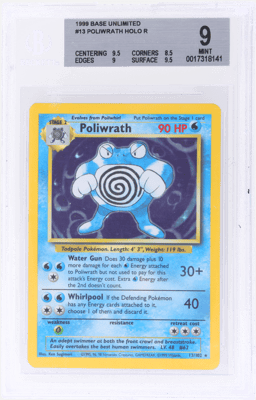 1999 Pokemon Base Set Holo Poliwrath #13 BGS 9