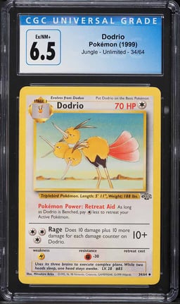 1999 Pokemon Jungle Dodrio #34 CGC 6.5 EXMT+