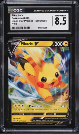 2023 Pokemon Sword & Shield Black Star Promo Crown Zenith Holo Pikachu V #SWSH285 CGC 8.5