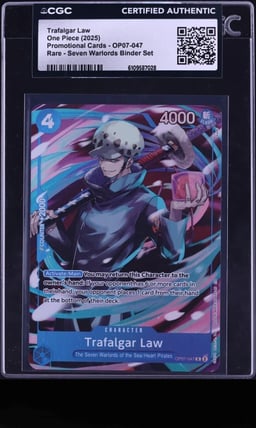 2025 One Piece Promo Seven Warlords Binder Set Alt Art Trafalgar Law #OP07-047 CGC AUTH