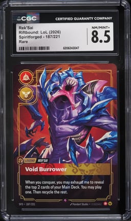 2026 Riftbound League Of Legends LoL Spiritforged Rek'Sai #187 CGC 8.5 NM-MT+