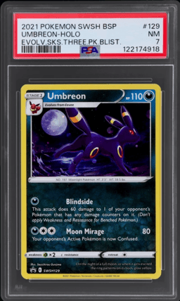2021 Pokemon Sword and Shield Black Star Promo Evolving Skies Blisters Holo Umbreon #SWSH129 PSA 7