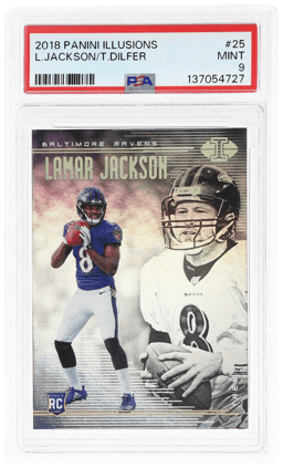2018 Panini Illusions Lamar Jackson/Trent Dilfer #25 PSA 9