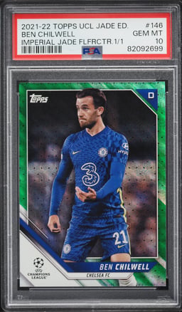 2021 Topps UEFA Champions League Jade Imperial Flamefractor Ben Chilwell 1/1 #146 PSA 10 GEM
