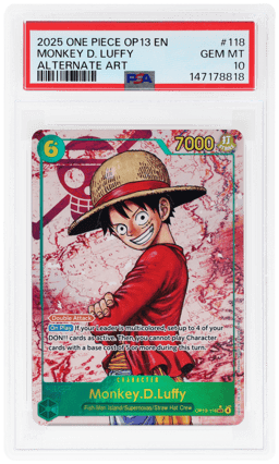 2025 One Piece Carrying On His Will Alternate Art Monkey D. Luffy #OP13-118 PSA 10