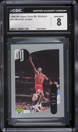 1998 Upper Deck MJ Stickers Michael Jordan #45 CGC 8 NM-MT