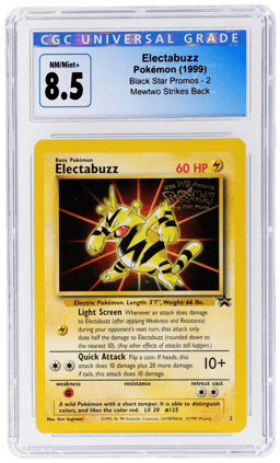1999 Pokemon Wizards of the Coast Black Star Promo Mewtwo Strikes Back Electabuzz #2 CGC 8.5