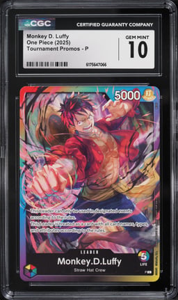 2025 One Piece Tournament Promo Leader Monkey D. Luffy #P CGC 10 GEM MINT