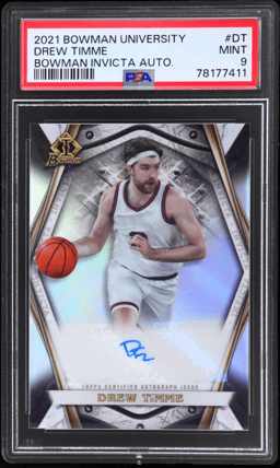 2021 Bowman University Invicta Autograph Drew Timme #BIADT 9/99 PSA 9