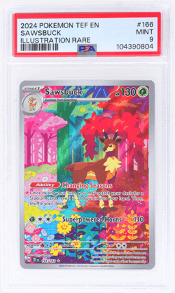 2024 Pokemon Scarlet and Violet Temporal Forces Illustration Rare Sawsbuck #166 PSA 9