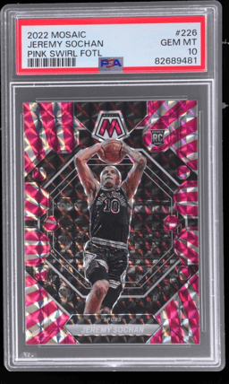 2022 Panini Mosaic Pink Swirl Fotl Jeremy Sochan #226 7/20 PSA 10